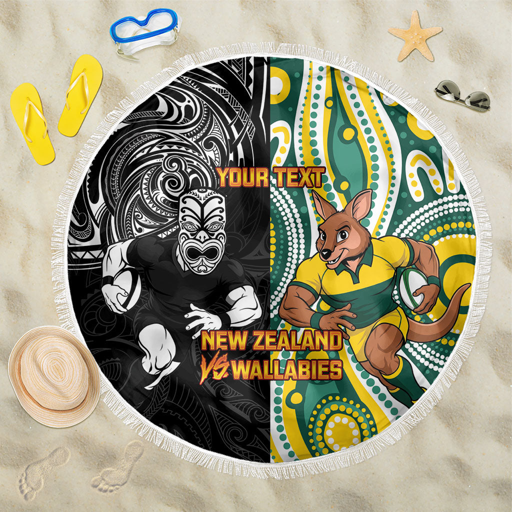 Custom Australia vs New Zealand Beach Blanket Rugby Rivalry Two Nations One Battle LT9 One Size 150cm Multicolor - Polynesian Pride
