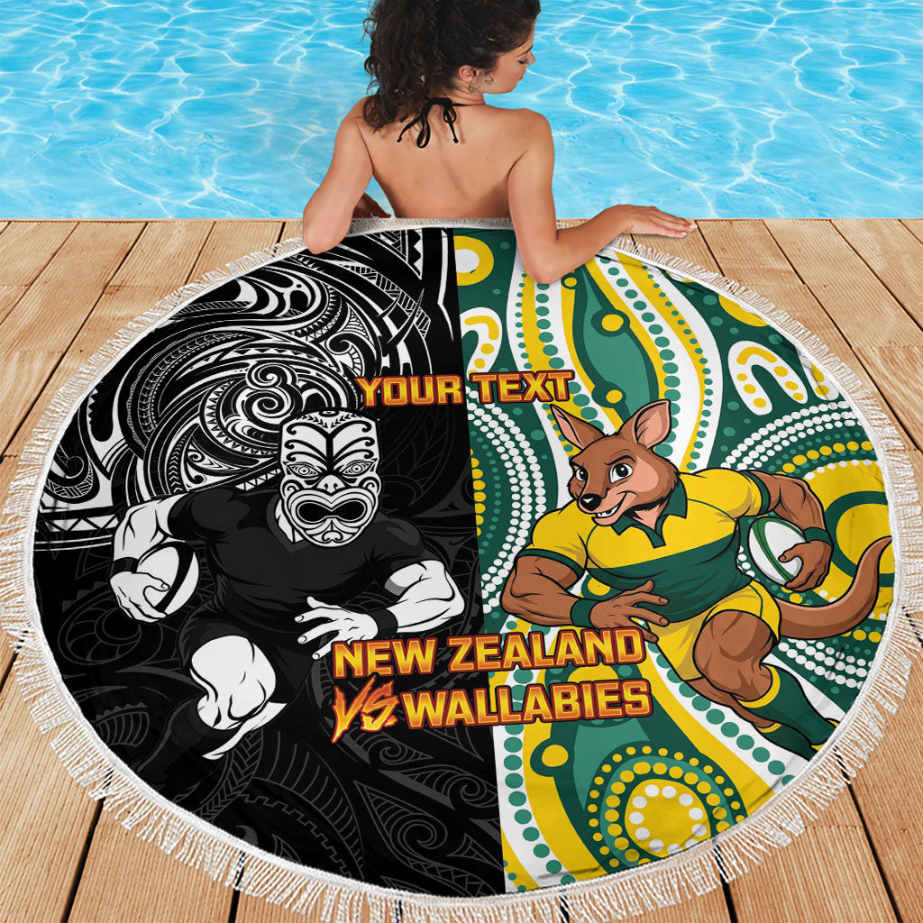 Custom Australia vs New Zealand Beach Blanket Rugby Rivalry Two Nations One Battle LT9 - Polynesian Pride