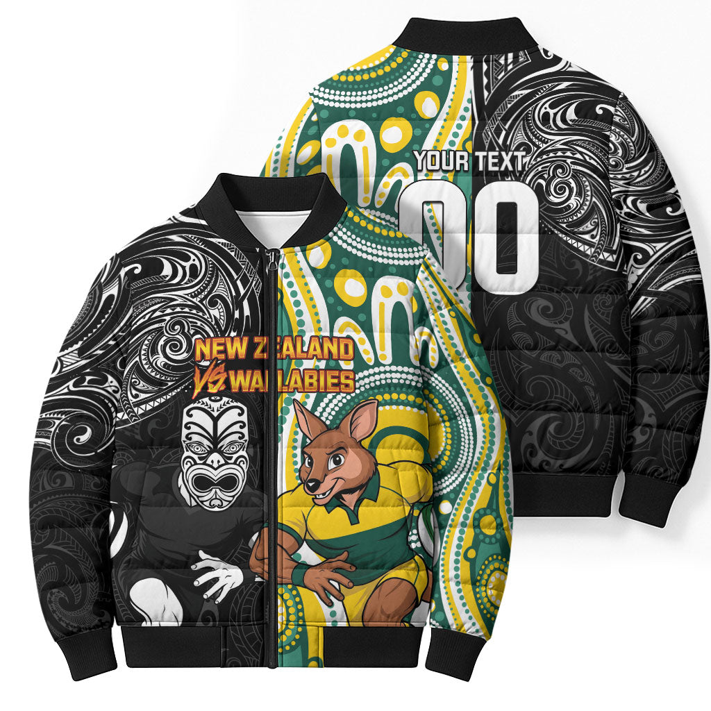 Custom Australia vs New Zealand Bomber Puffer Jacket Rugby Rivalry Two Nations One Battle LT9 - Polynesian Pride