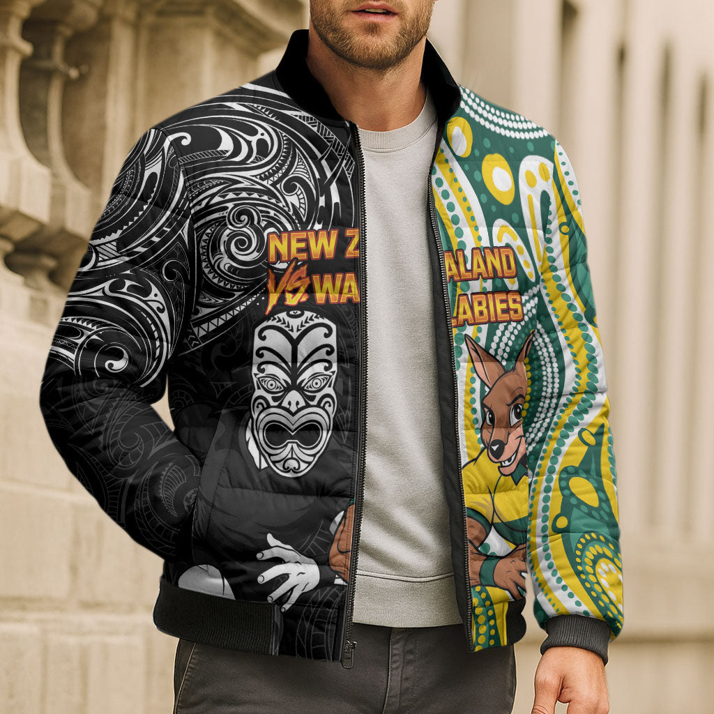 Custom Australia vs New Zealand Bomber Puffer Jacket Rugby Rivalry Two Nations One Battle LT9 - Polynesian Pride