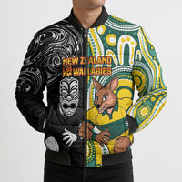 Custom Australia vs New Zealand Bomber Puffer Jacket Rugby Rivalry Two Nations One Battle LT9 - Polynesian Pride