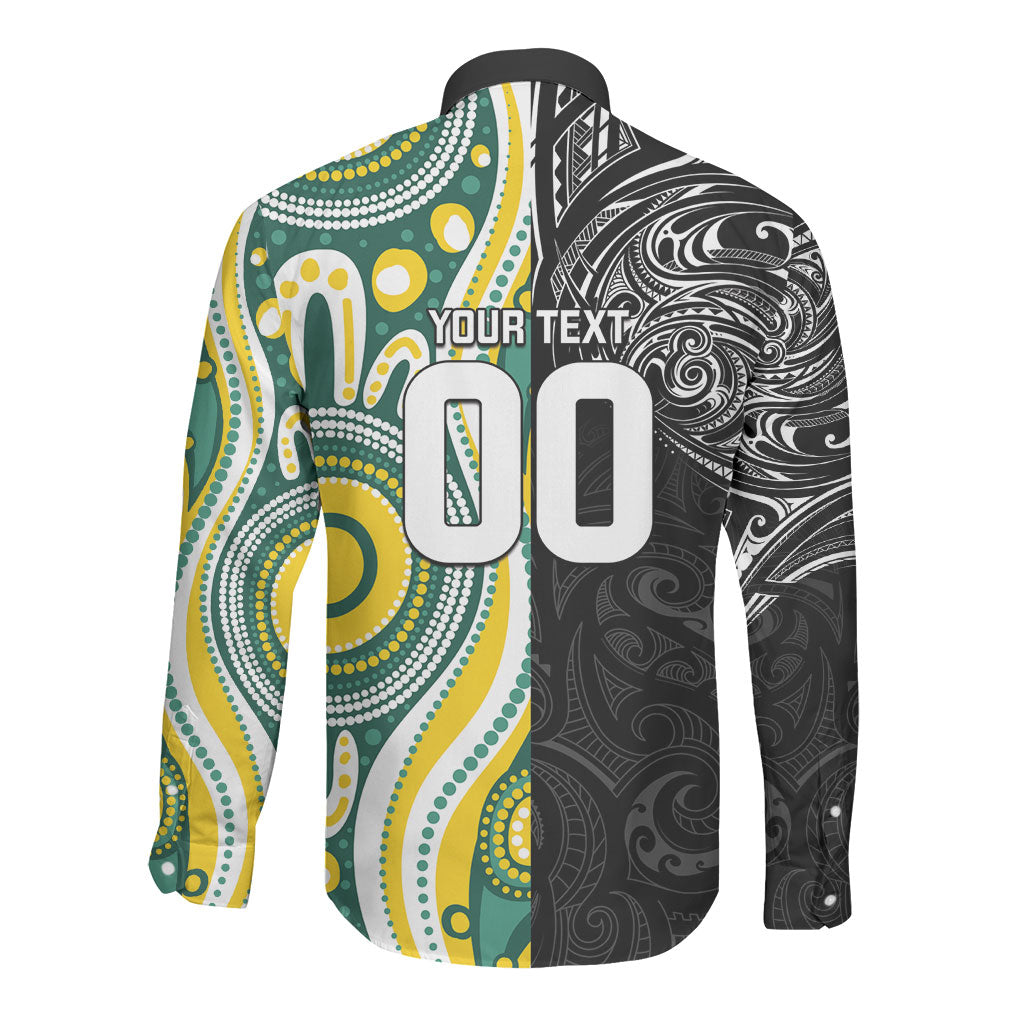Custom Australia vs New Zealand Long Sleeve Button Shirt Rugby Rivalry Two Nations One Battle LT9 - Polynesian Pride