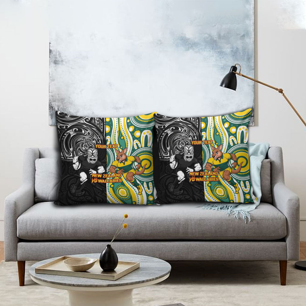 Custom Australia vs New Zealand Pillow Cover Rugby Rivalry Two Nations One Battle LT9 - Polynesian Pride