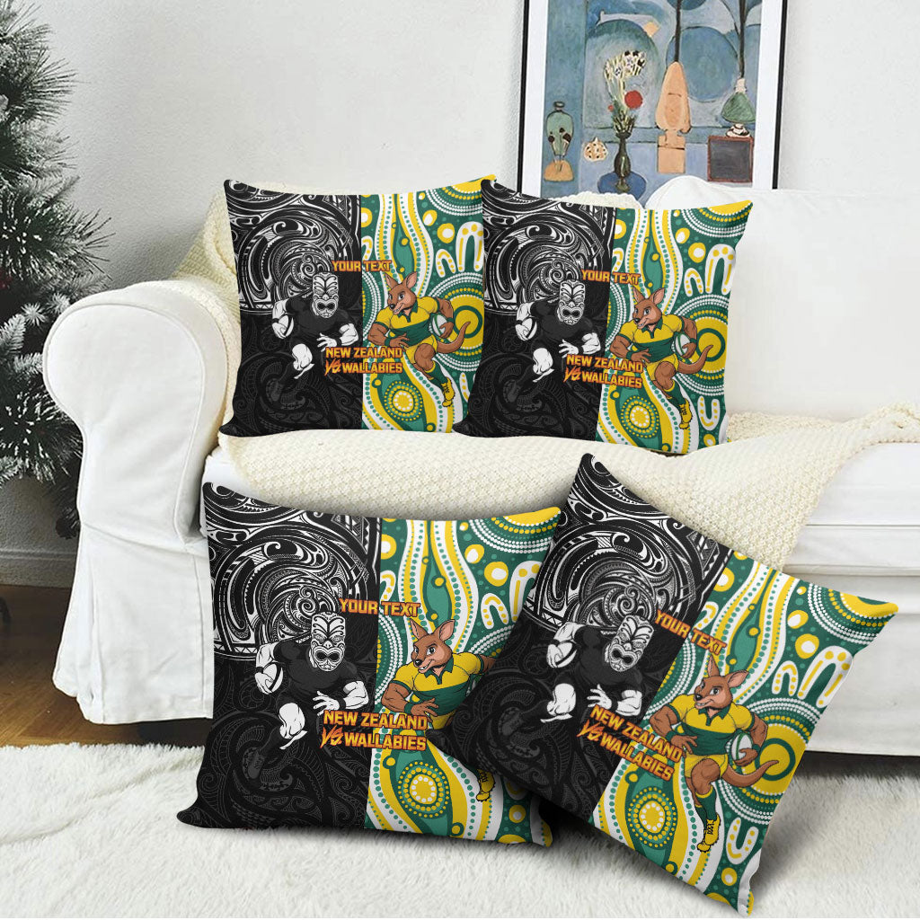 Custom Australia vs New Zealand Pillow Cover Rugby Rivalry Two Nations One Battle LT9 - Polynesian Pride