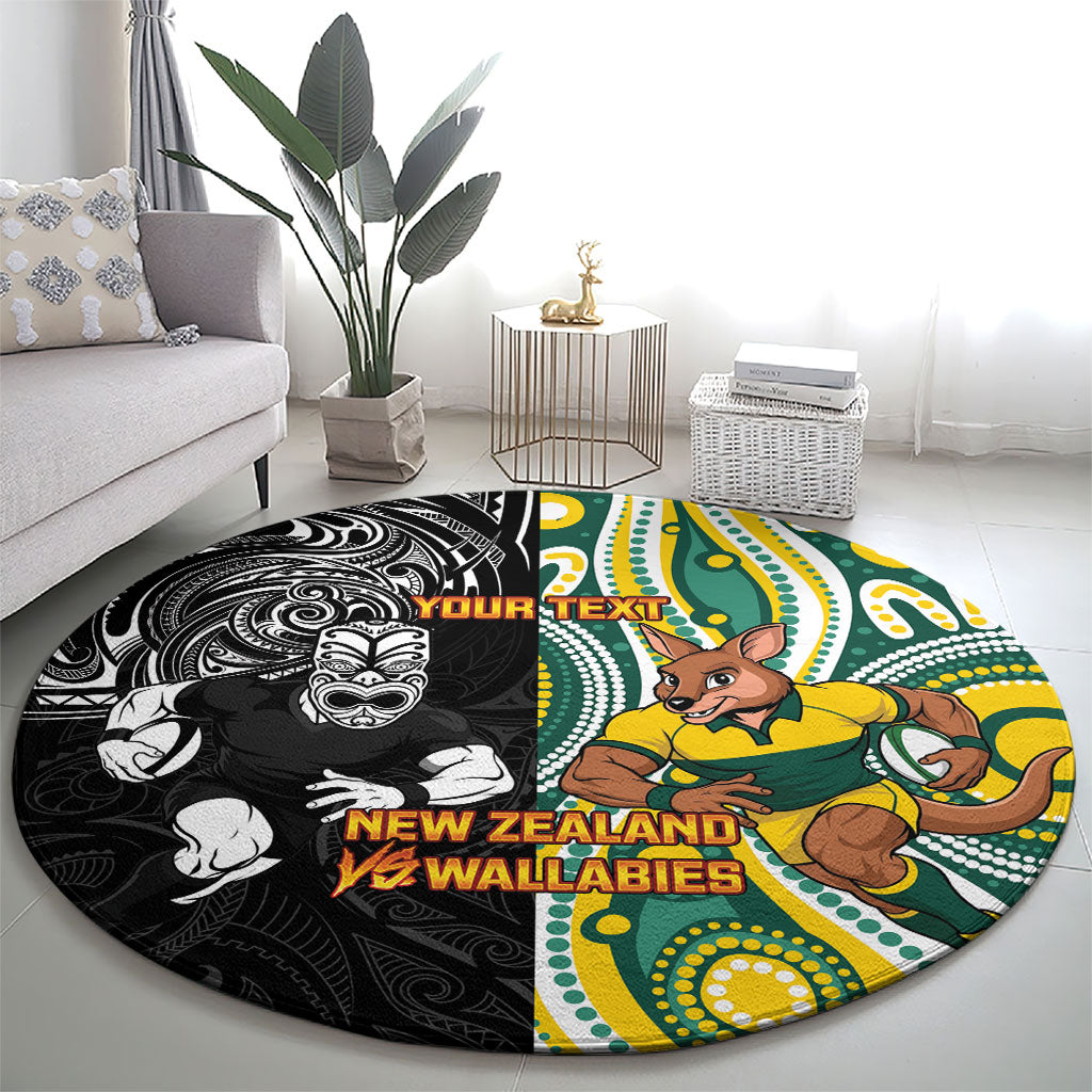 Custom Australia vs New Zealand Round Carpet Rugby Rivalry Two Nations One Battle LT9 - Polynesian Pride