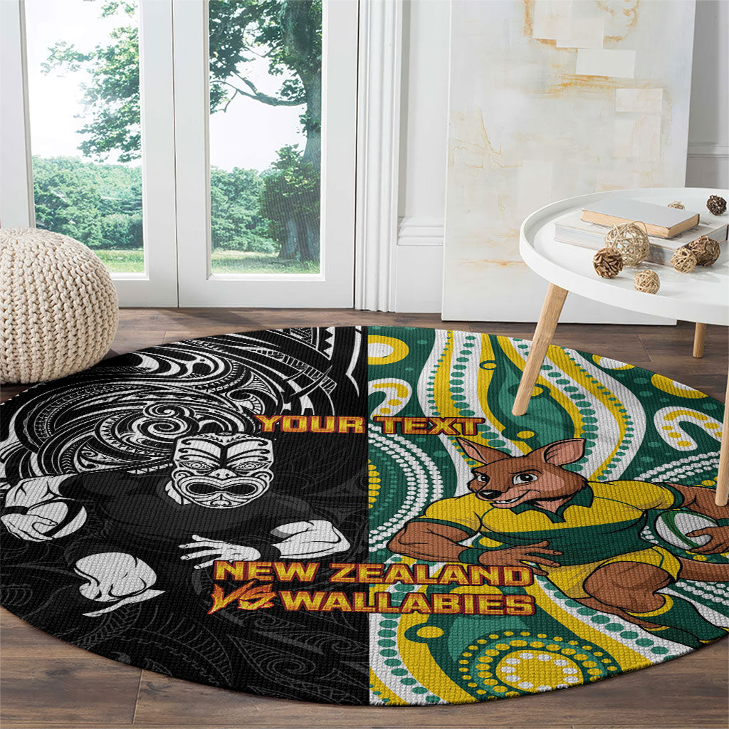 Custom Australia vs New Zealand Round Carpet Rugby Rivalry Two Nations One Battle LT9 - Polynesian Pride