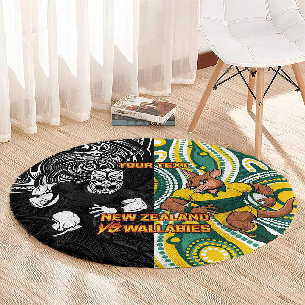 Custom Australia vs New Zealand Round Carpet Rugby Rivalry Two Nations One Battle LT9 - Polynesian Pride