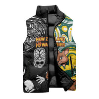 Custom Australia vs New Zealand Sleeveless Puffer Jacket Rugby Rivalry Two Nations One Battle LT9 - Polynesian Pride