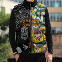 Custom Australia vs New Zealand Sleeveless Puffer Jacket Rugby Rivalry Two Nations One Battle LT9 - Polynesian Pride