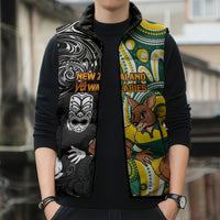 Custom Australia vs New Zealand Sleeveless Puffer Jacket Rugby Rivalry Two Nations One Battle LT9 - Polynesian Pride