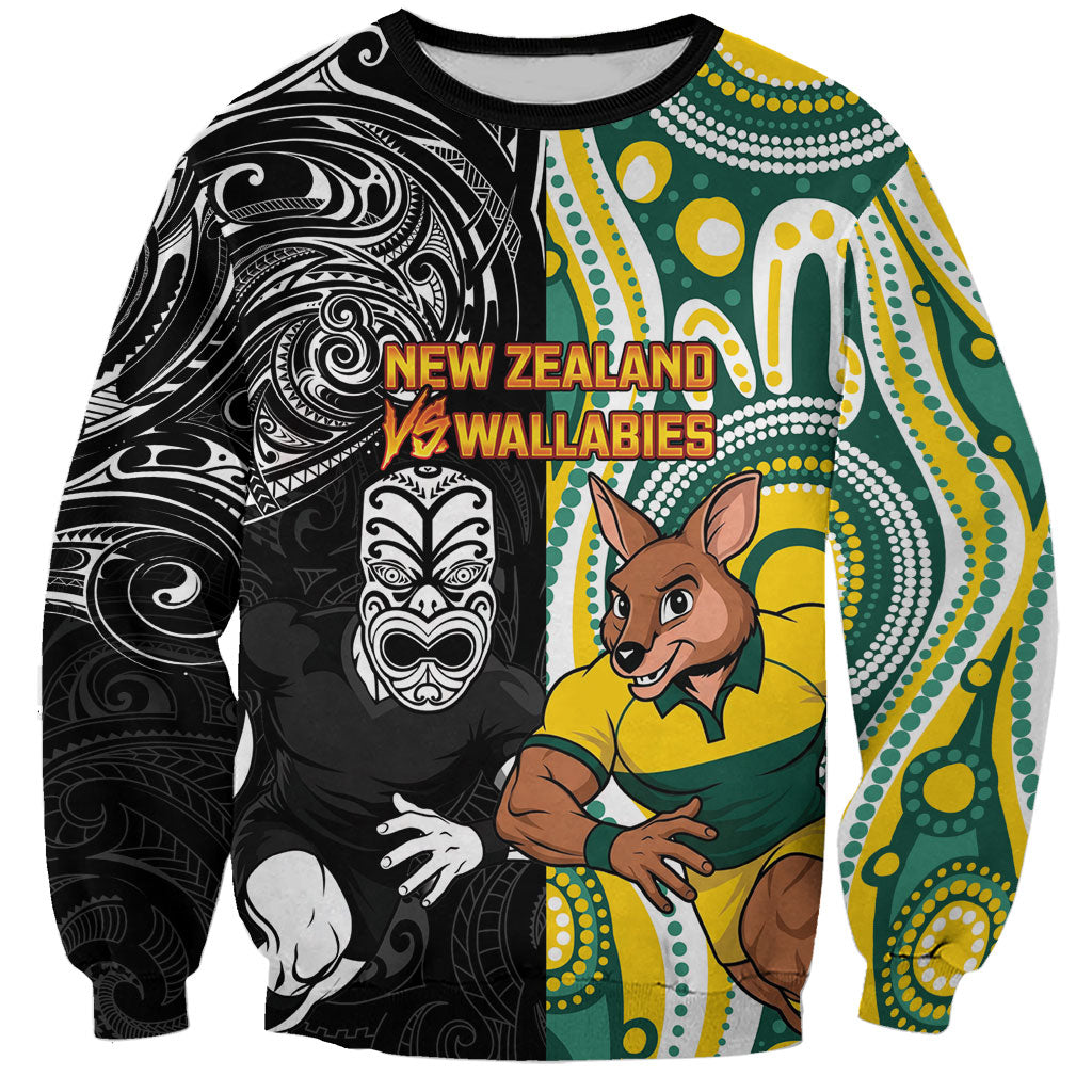 Custom Australia vs New Zealand Sweatshirt Rugby Rivalry Two Nations One Battle LT9 Unisex Multicolor - Polynesian Pride