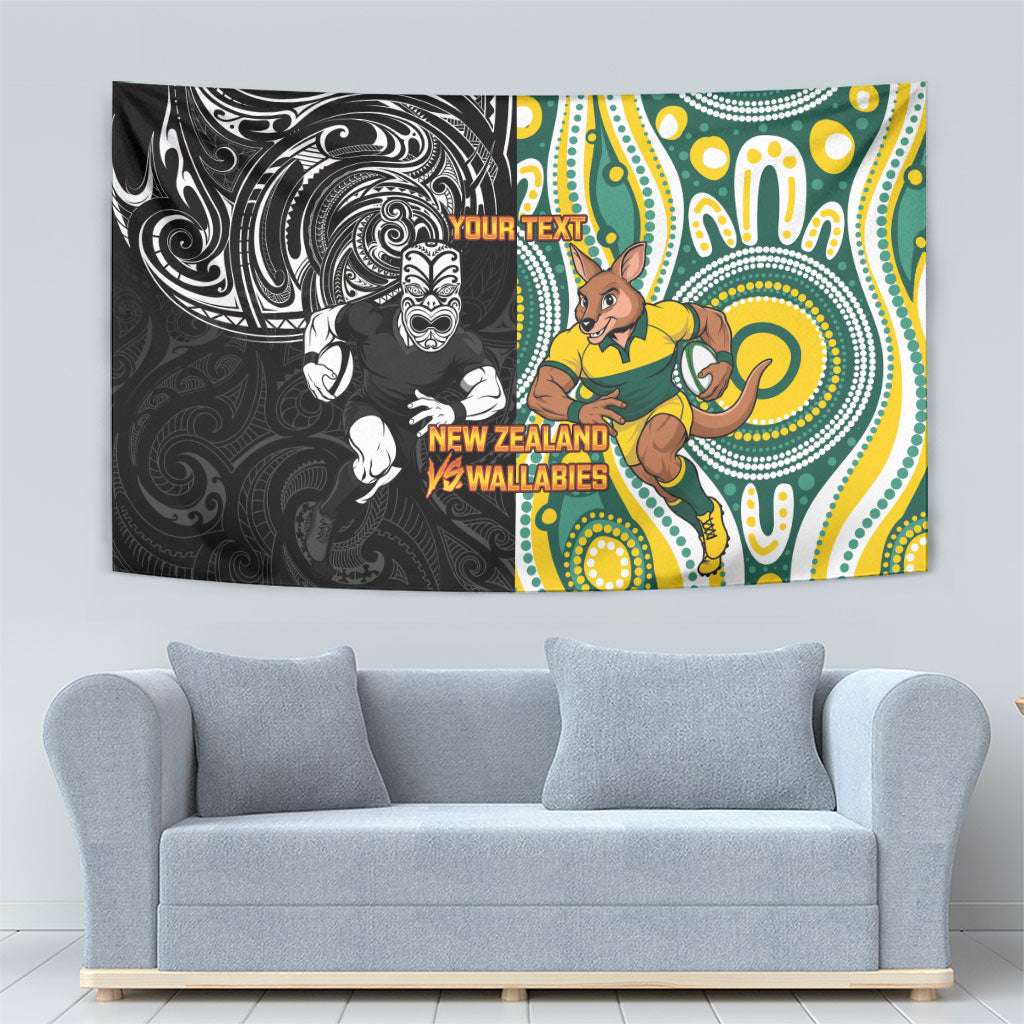 Custom Australia vs New Zealand Tapestry Rugby Rivalry Two Nations One Battle LT9 - Polynesian Pride