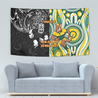 Custom Australia vs New Zealand Tapestry Rugby Rivalry Two Nations One Battle LT9 - Polynesian Pride