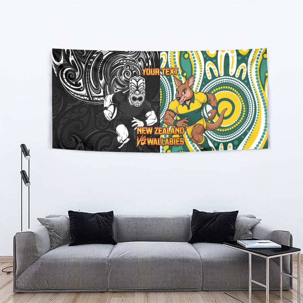 Custom Australia vs New Zealand Tapestry Rugby Rivalry Two Nations One Battle LT9 - Polynesian Pride