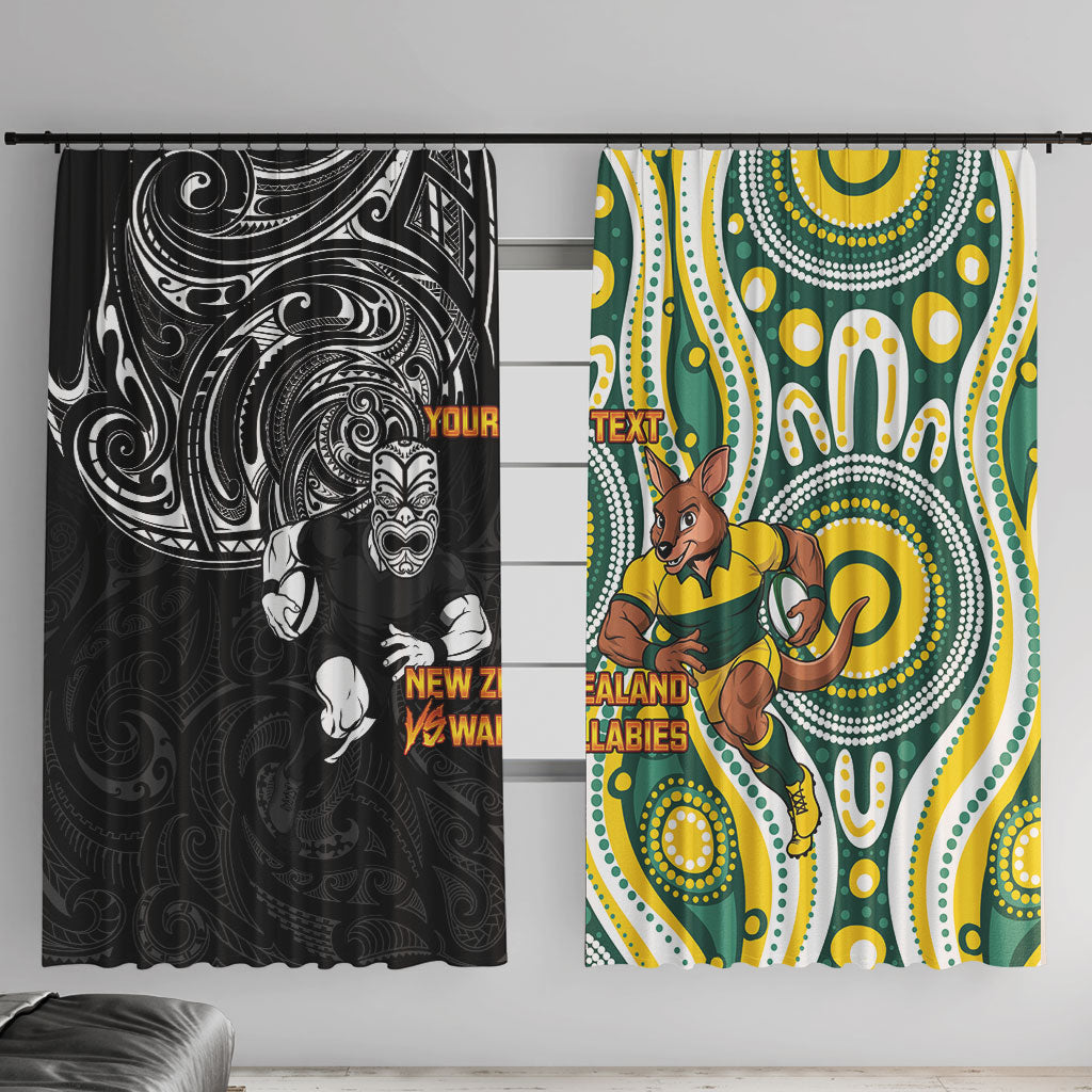 Custom Australia vs New Zealand Window Curtain Rugby Rivalry Two Nations One Battle LT9 With Hooks Multicolor - Polynesian Pride