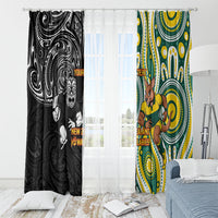 Custom Australia vs New Zealand Window Curtain Rugby Rivalry Two Nations One Battle LT9 - Polynesian Pride