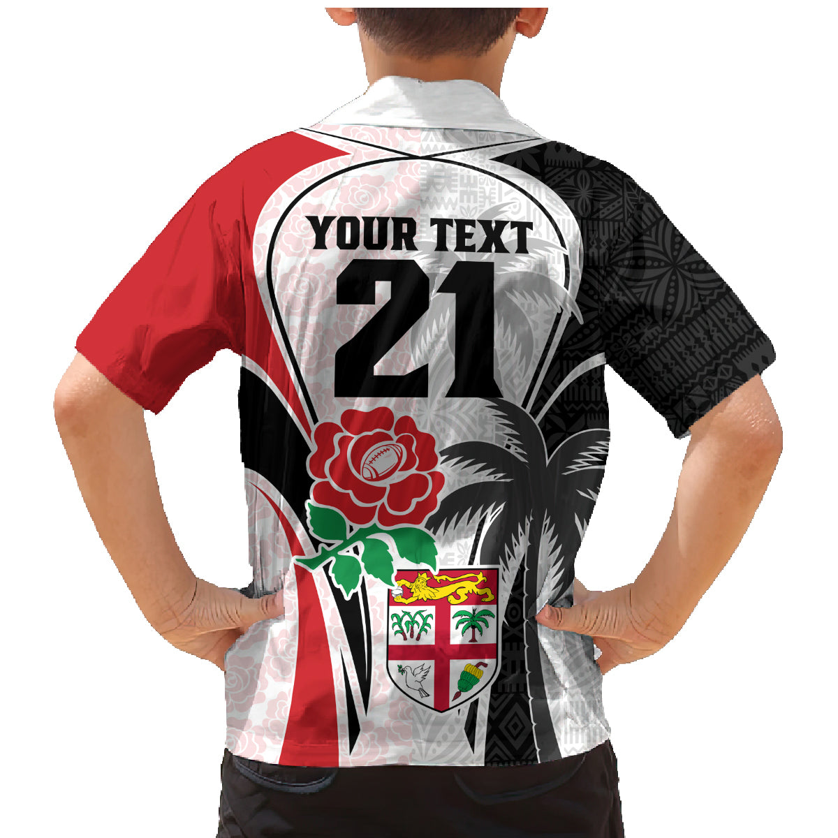 Custom Fiji England Rugby Family Matching Mermaid Dress and Hawaiian Shirt Tapa Pattern and Rose Flower World Cup 2023 LT9 - Polynesian Pride