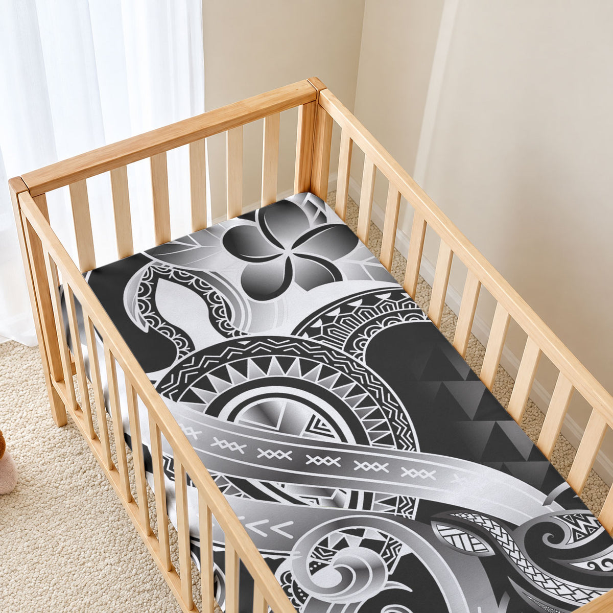 Aloha Black Tribal Honu Tattoo Baby Bed Cover LT9 - Polynesian Pride