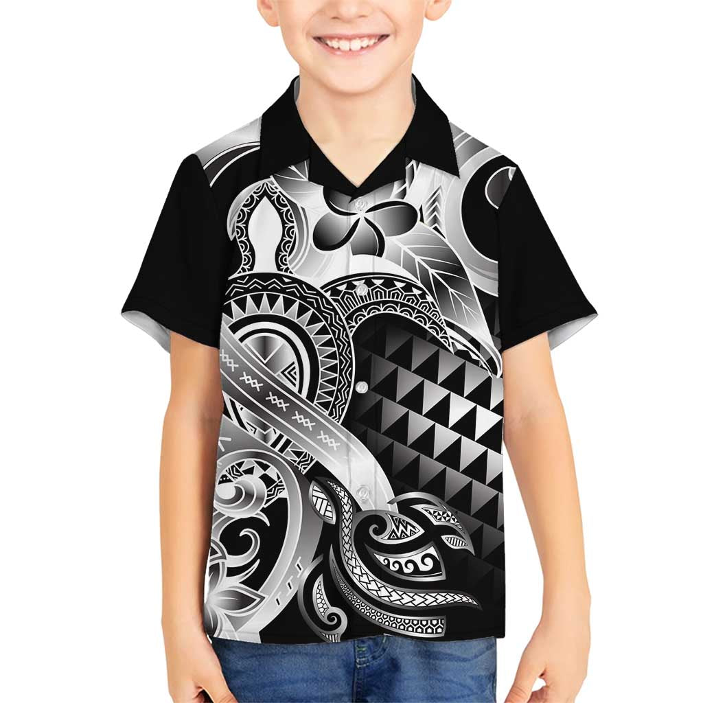 Aloha Black Tribal Honu Tattoo Family Matching Long Sleeve Bodycon Dress and Hawaiian Shirt LT9 Son's Shirt Black - Polynesian Pride