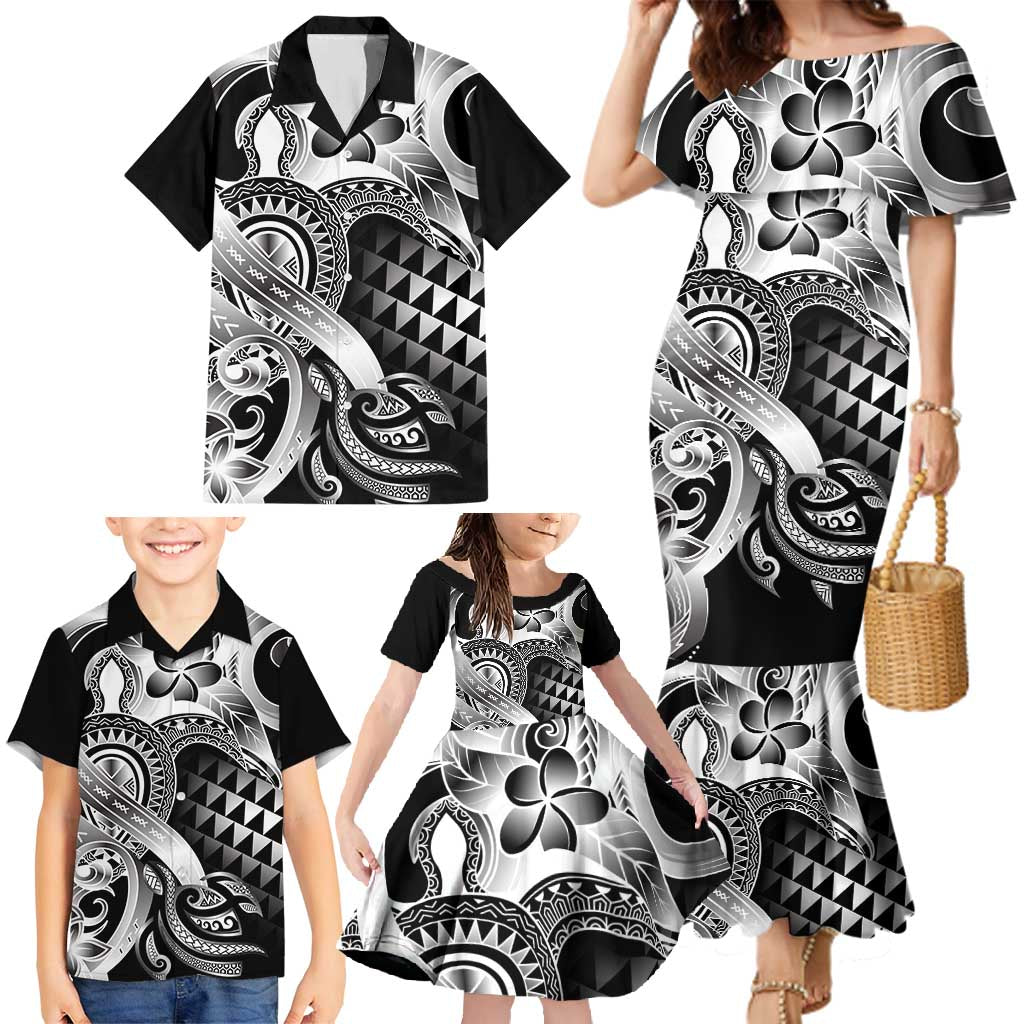 Aloha Black Tribal Honu Tattoo Family Matching Mermaid Dress and Hawaiian Shirt LT9 - Polynesian Pride