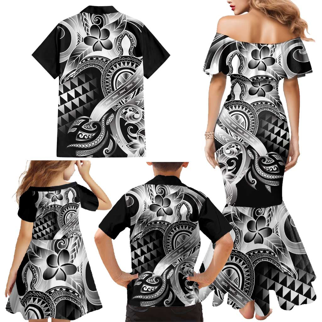 Aloha Black Tribal Honu Tattoo Family Matching Mermaid Dress and Hawaiian Shirt LT9 - Polynesian Pride