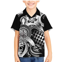 Aloha Black Tribal Honu Tattoo Family Matching Mermaid Dress and Hawaiian Shirt LT9 Son's Shirt Black - Polynesian Pride