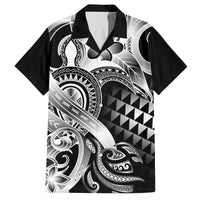 Aloha Black Tribal Honu Tattoo Family Matching Off The Shoulder Long Sleeve Dress and Hawaiian Shirt LT9 Dad's Shirt - Short Sleeve Black - Polynesian Pride