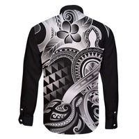 Aloha Black Tribal Honu Tattoo Family Matching Off The Shoulder Long Sleeve Dress and Hawaiian Shirt LT9 - Polynesian Pride