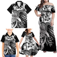 Aloha Black Tribal Honu Tattoo Family Matching Off Shoulder Maxi Dress and Hawaiian Shirt LT9 - Polynesian Pride