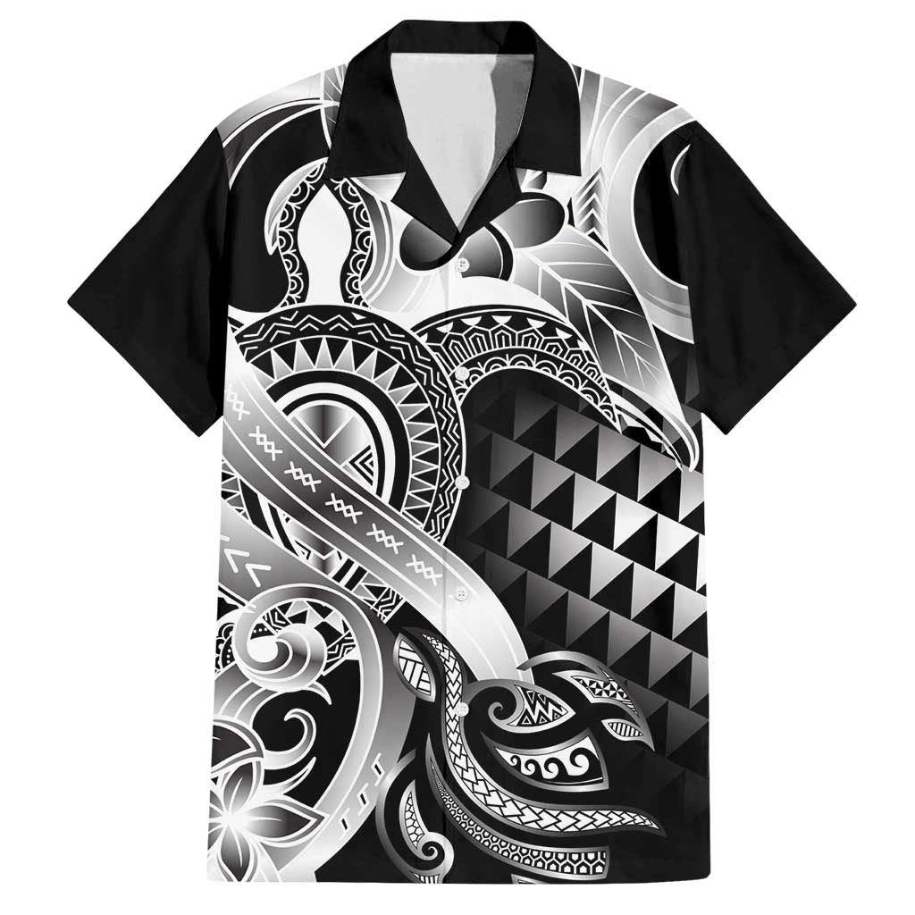 Aloha Black Tribal Honu Tattoo Family Matching Off Shoulder Maxi Dress and Hawaiian Shirt LT9 Dad's Shirt - Short Sleeve Black - Polynesian Pride