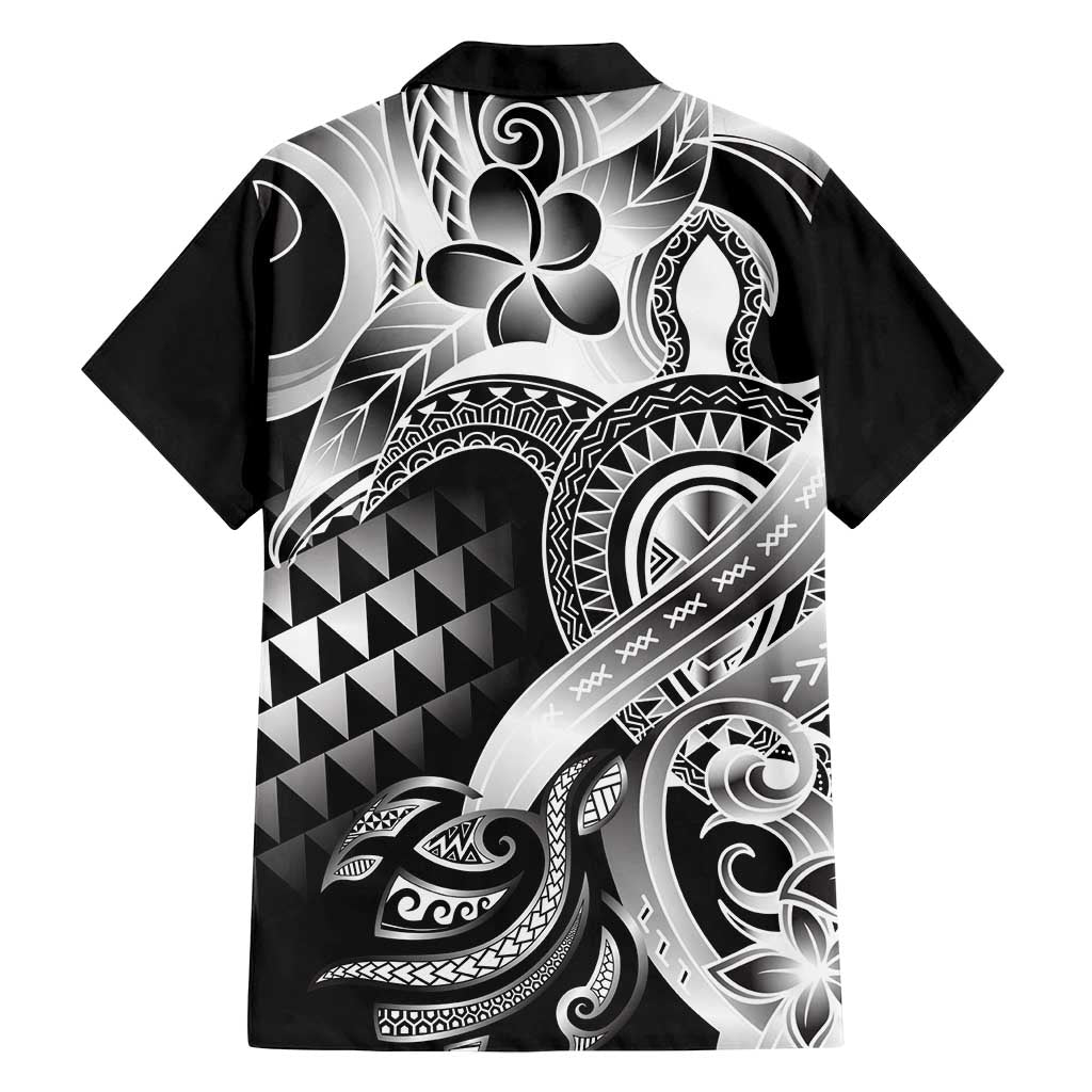 Aloha Black Tribal Honu Tattoo Family Matching Off Shoulder Maxi Dress and Hawaiian Shirt LT9 - Polynesian Pride