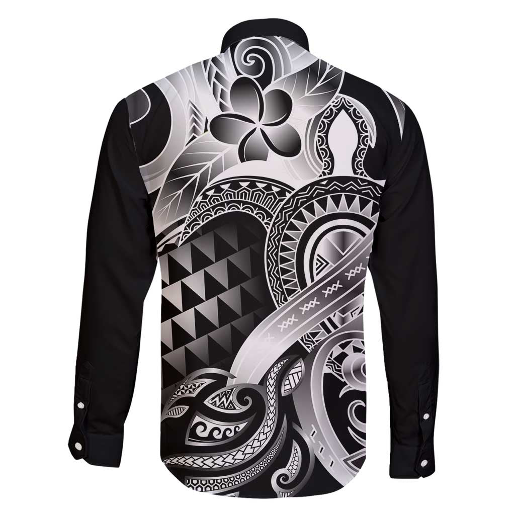 Aloha Black Tribal Honu Tattoo Family Matching Short Sleeve Bodycon Dress and Hawaiian Shirt LT9 - Polynesian Pride