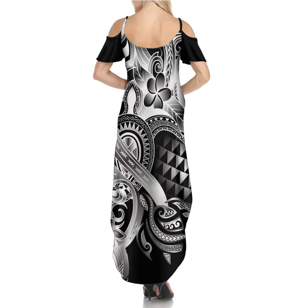 Aloha Black Tribal Honu Tattoo Family Matching Summer Maxi Dress and Hawaiian Shirt LT9 - Polynesian Pride