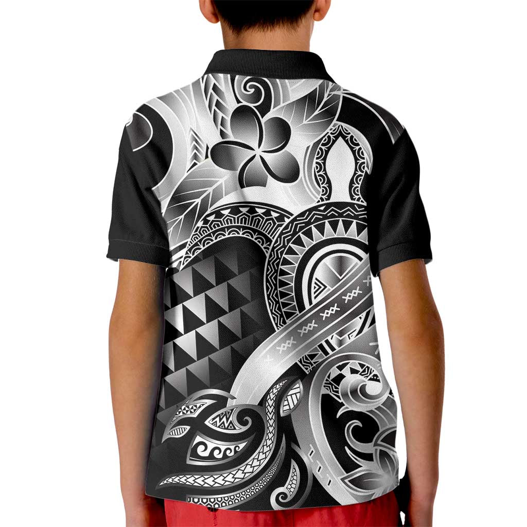 Aloha Black Tribal Honu Tattoo Kid Polo Shirt