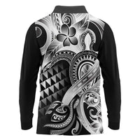 Aloha Black Tribal Honu Tattoo Long Sleeve Polo Shirt