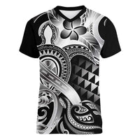 Aloha Black Tribal Honu Tattoo Women V-Neck T-Shirt