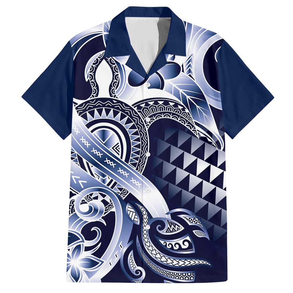 Aloha Blue Tribal Honu Tattoo Family Matching Short Sleeve Bodycon Dress and Hawaiian Shirt LT9 Dad's Shirt - Short Sleeve Blue - Polynesian Pride