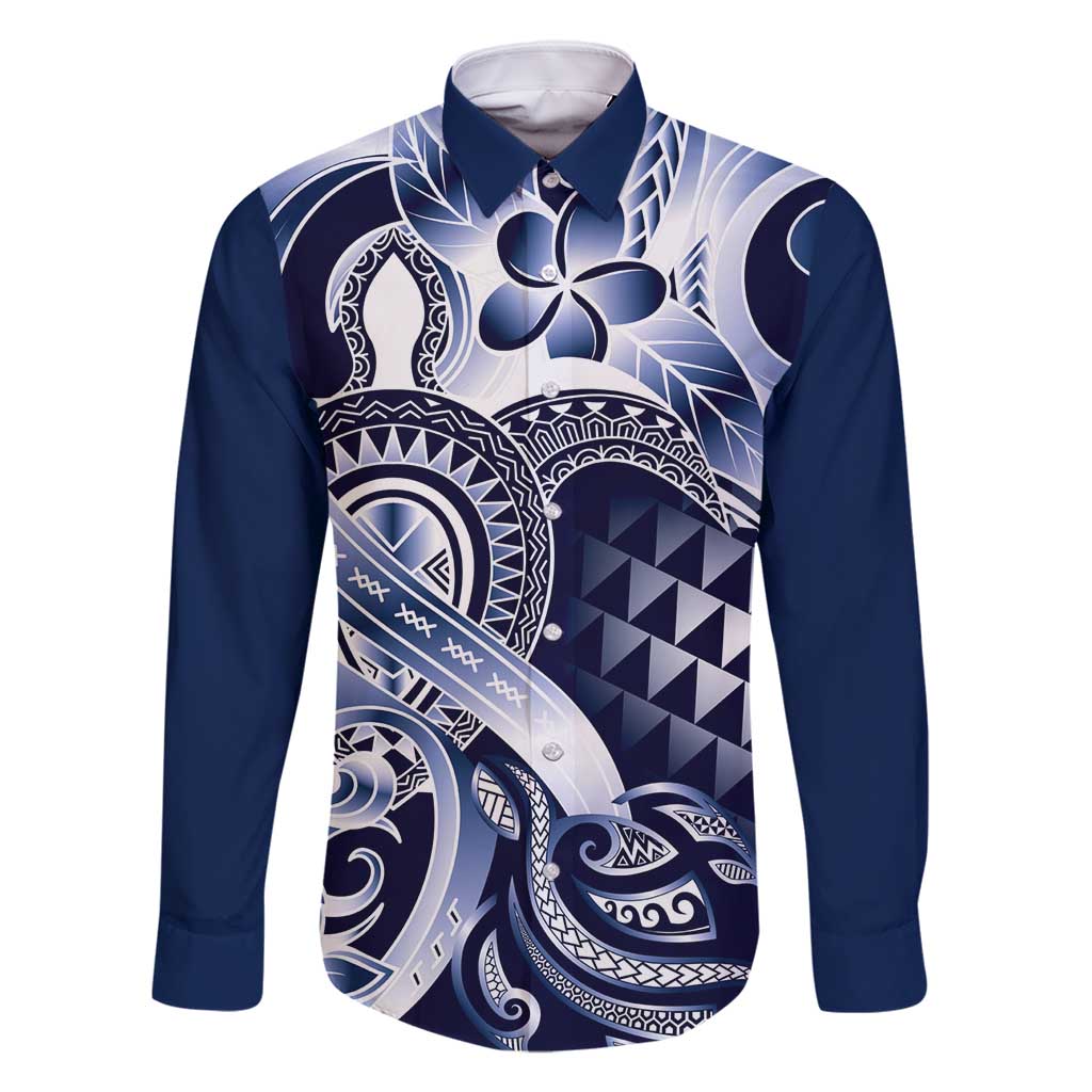 Aloha Blue Tribal Honu Tattoo Family Matching Summer Maxi Dress and Hawaiian Shirt
