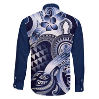 Aloha Blue Tribal Honu Tattoo Family Matching Summer Maxi Dress and Hawaiian Shirt