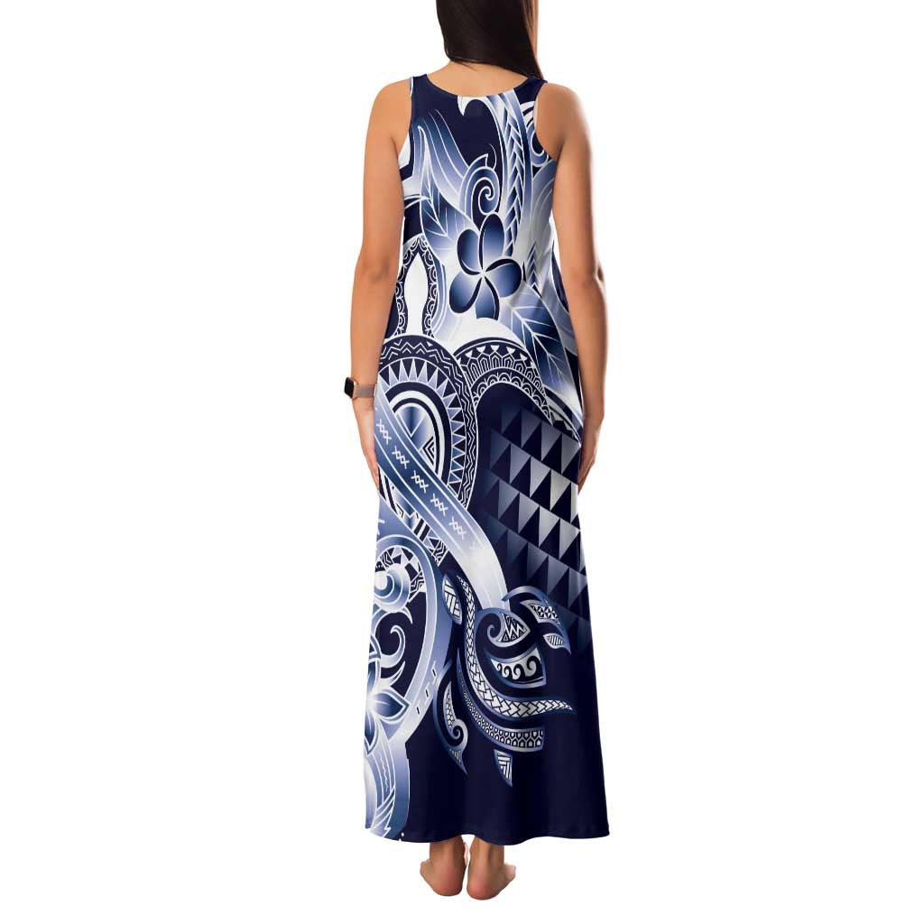 Aloha Blue Tribal Honu Tattoo Family Matching Tank Maxi Dress and Hawaiian Shirt LT9 - Polynesian Pride