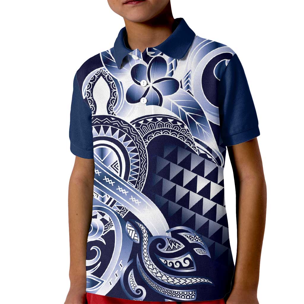 Aloha Blue Tribal Honu Tattoo Kid Polo Shirt