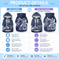Aloha Blue Tribal Honu Tattoo Pet Hoodie LT9 - Polynesian Pride