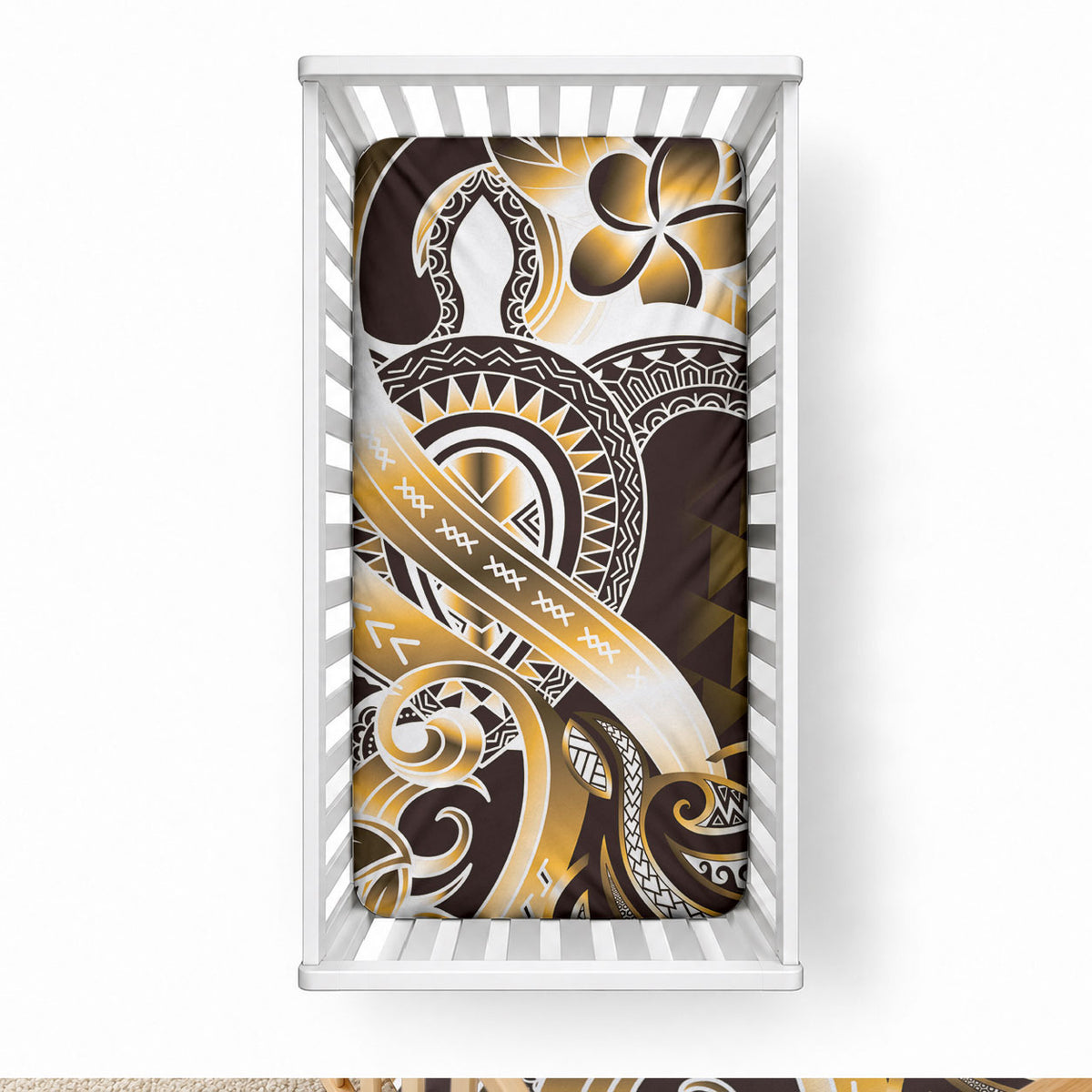 Aloha Gold Tribal Honu Tattoo Baby Bed Cover LT9 28 × 52 in Gold - Polynesian Pride