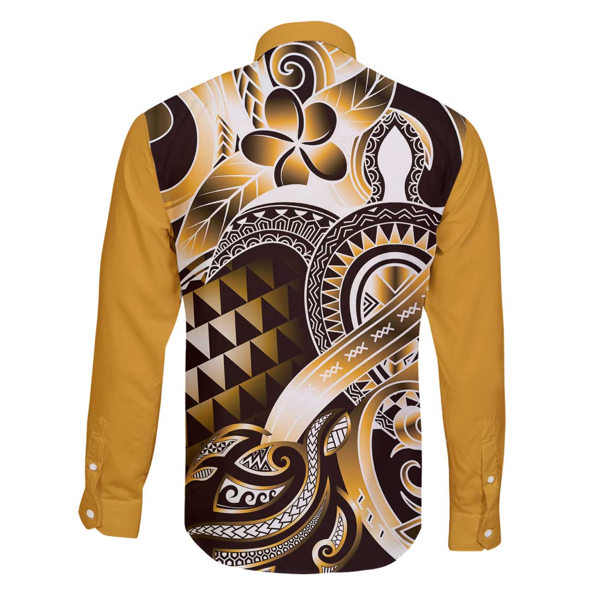 Aloha Gold Tribal Honu Tattoo Family Matching Off The Shoulder Long Sleeve Dress and Hawaiian Shirt LT9 - Polynesian Pride