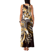 Aloha Gold Tribal Honu Tattoo Family Matching Tank Maxi Dress and Hawaiian Shirt LT9 - Polynesian Pride