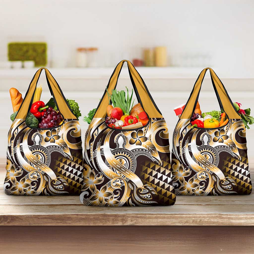 Aloha Gold Tribal Honu Tattoo Grocery Bag
