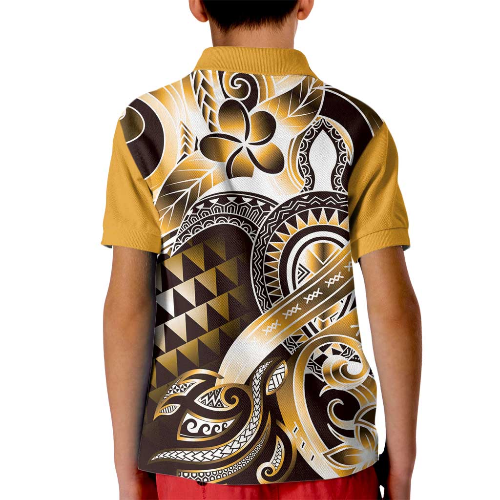 Aloha Gold Tribal Honu Tattoo Kid Polo Shirt