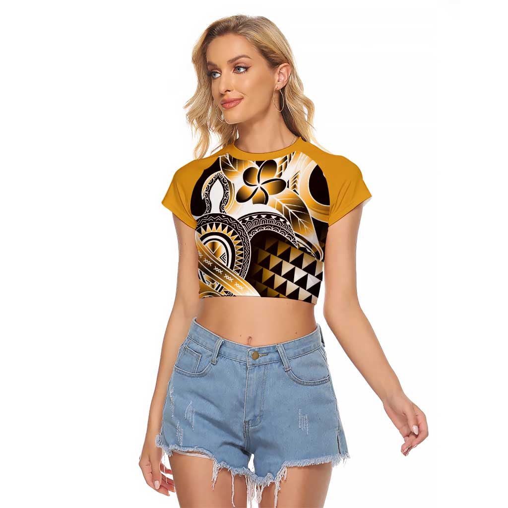 Aloha Gold Tribal Honu Tattoo Raglan Cropped T Shirt