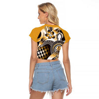 Aloha Gold Tribal Honu Tattoo Raglan Cropped T Shirt