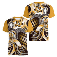 Aloha Gold Tribal Honu Tattoo Women V-Neck T-Shirt